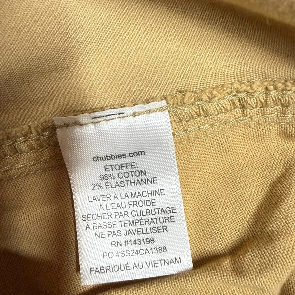 Chubbies Originals 7 Inch Shorts Mens XXXL Khaki Tan Elastic Waist Cotton Blend